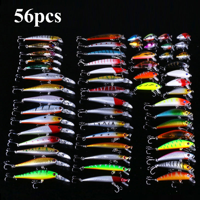56PCS Fishing Set Lure Bait Fake Bait Fishing Gear Fake Bait